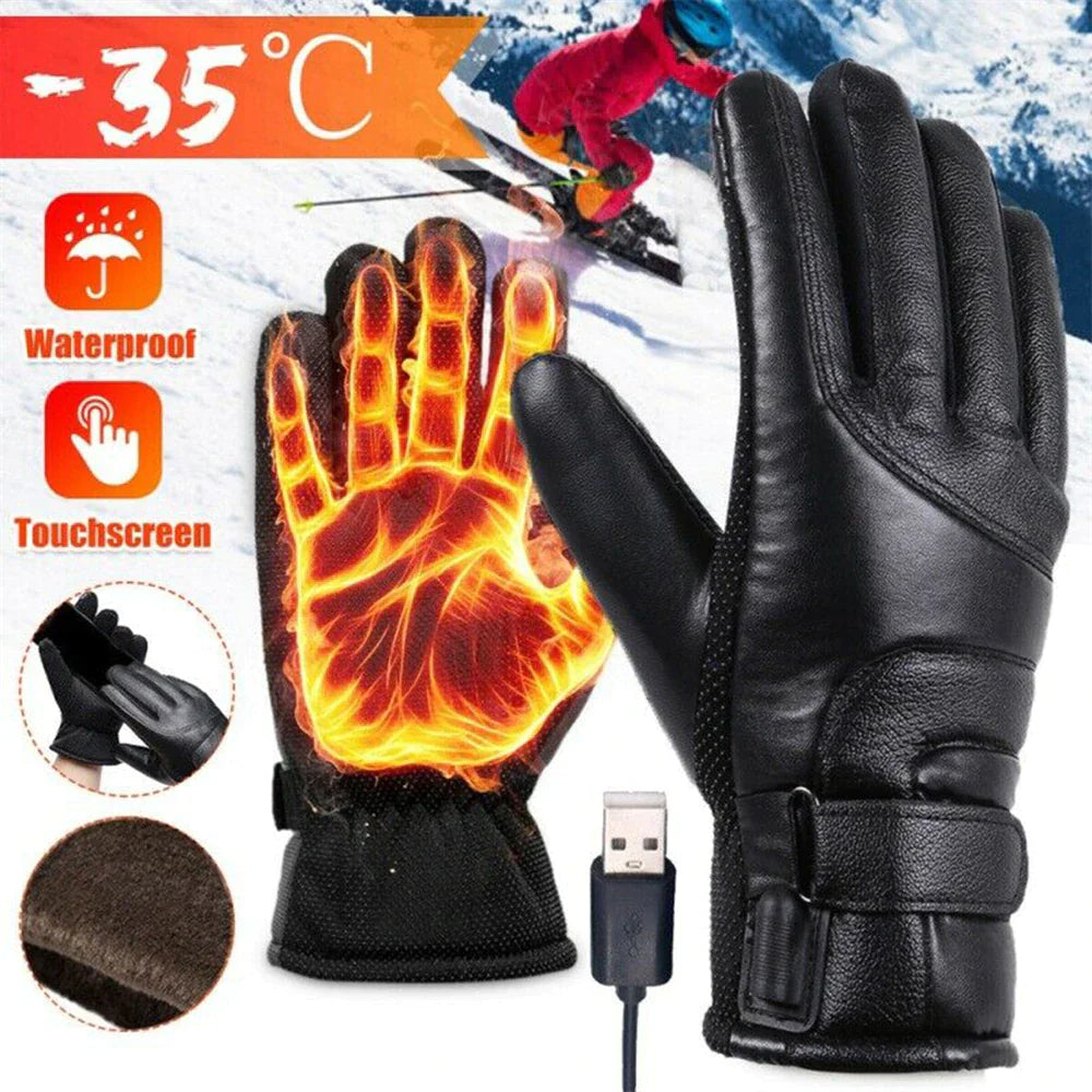 Deluxe USB Powered Heated Gloves - Thermal Windproof Hand Warmers for Winter Sports