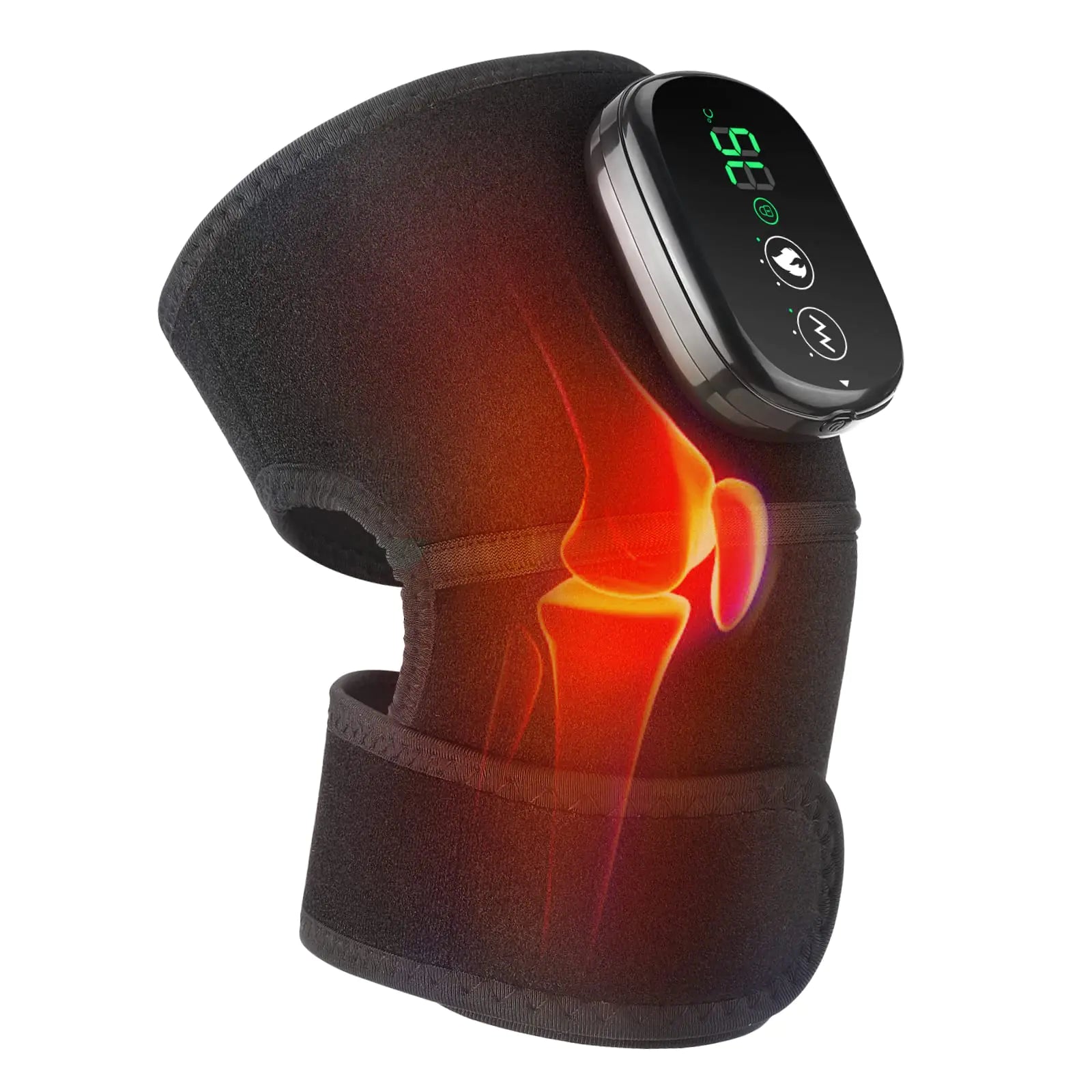 Rechargeable Cordless Heated Knee Massager for Pain Relief - 3-in-1 Knee, Shoulder & Elbow Vibration Wrap