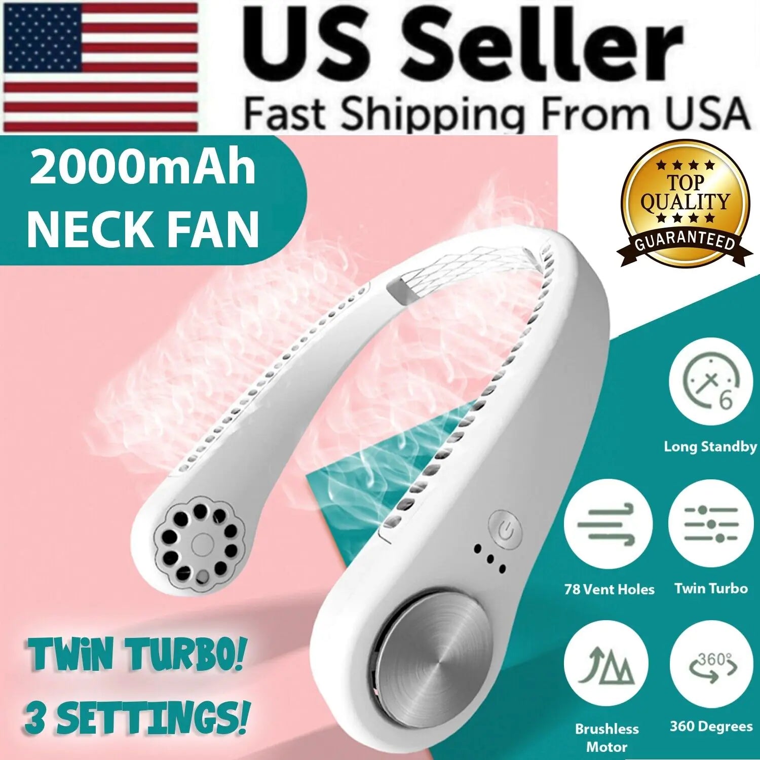 Wearable Cooling Neck Fan - USB-Powered & Hands-Free Mini Air Conditioner